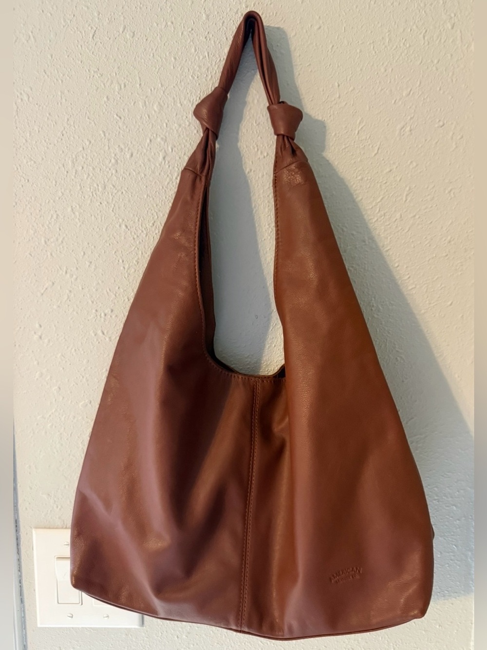 Classic Brown Leather Hobo Bag - Women's Shoulder Tote - Picture 3 of 9